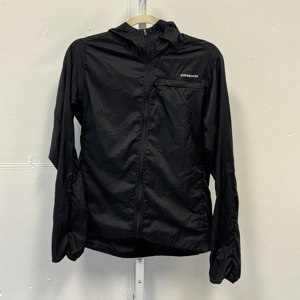 Patagonia Houdini Jacket Women's Medium Black Full Zip Hooded Windbreaker 24146
